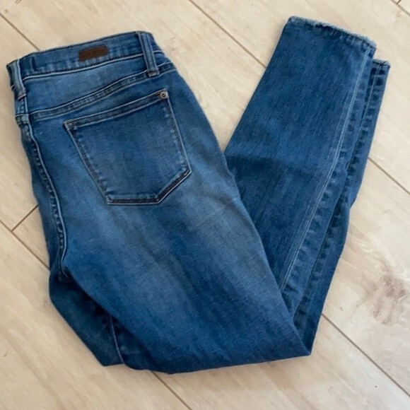 Lila Ryan Jeans Skinny Dark Blue Marina Raw Zipper Hem Mid-Rise Denim Size 29 - Picture 1 of 8